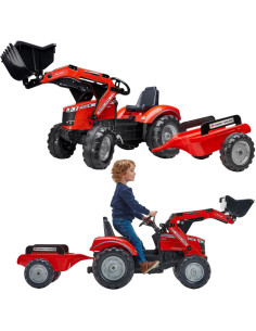 FALK Massey Ferguson raudonas pedalinis traktorius su priekaba nuo 3 metų