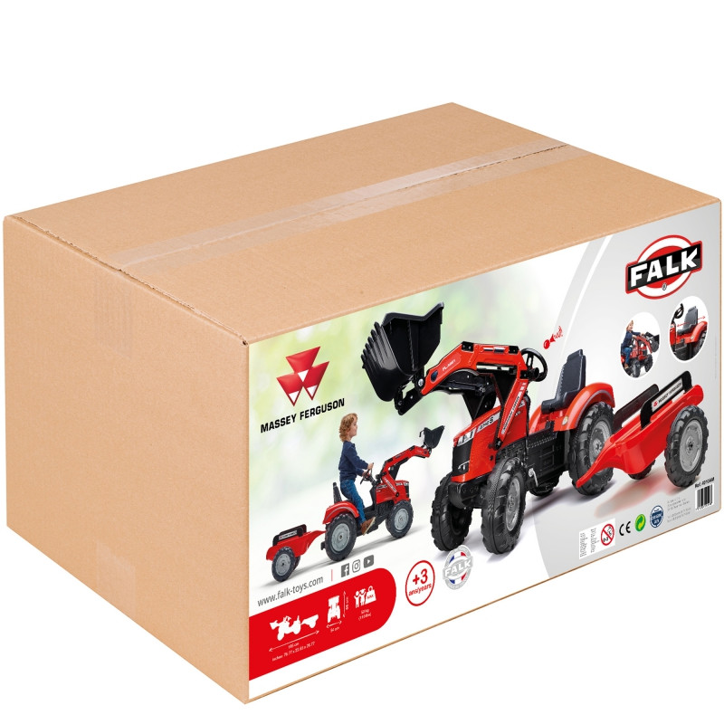 FALK Massey Ferguson raudonas pedalinis traktorius su priekaba nuo 3 metų