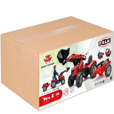 FALK Massey Ferguson raudonas pedalinis traktorius su priekaba nuo 3 metų FALK Massey Ferguson raudonas pedalinis traktorius su priekaba nuo 3 metų