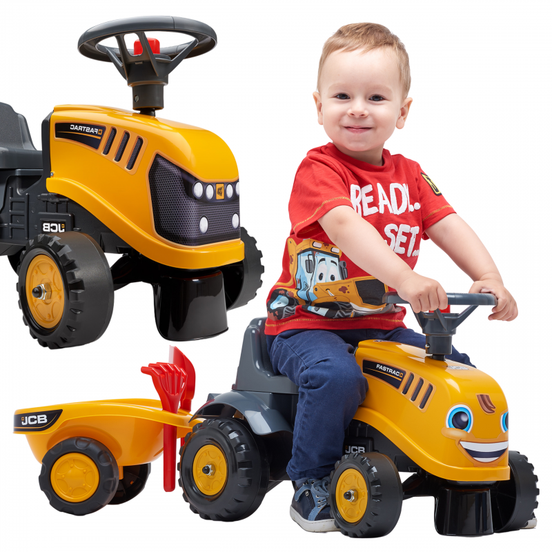 FALK JCB oranžinis traktorius su priekaba nuo 1 metų