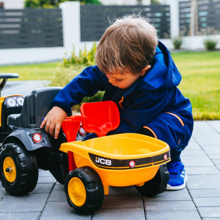 FALK JCB oranžinis traktorius su priekaba nuo 1 metų FALK JCB oranžinis traktorius su priekaba nuo 1 metų