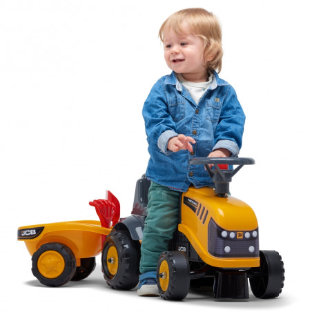 FALK JCB oranžinis traktorius su priekaba nuo 1 metų FALK JCB oranžinis traktorius su priekaba nuo 1 metų