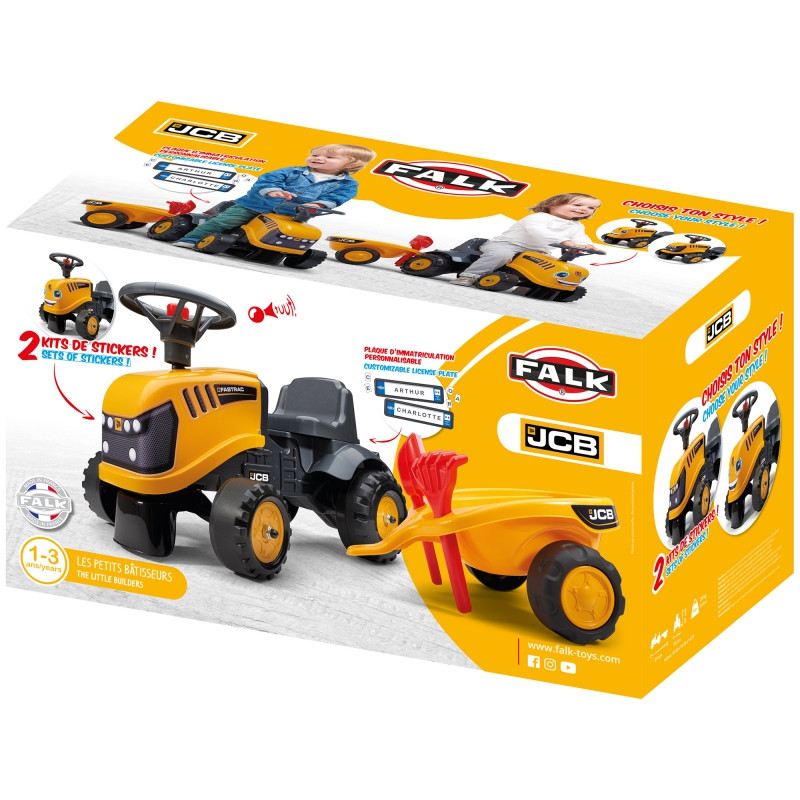 FALK JCB oranžinis traktorius su priekaba nuo 1 metų