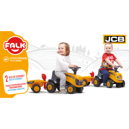 FALK JCB oranžinis traktorius su priekaba nuo 1 metų FALK JCB oranžinis traktorius su priekaba nuo 1 metų