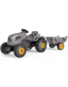 SMOBY traktorius XXL pilkas su pedaline priekaba