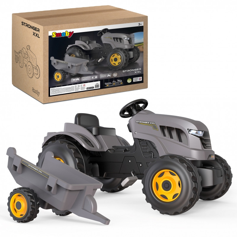 SMOBY traktorius XXL pilkas su pedaline priekaba