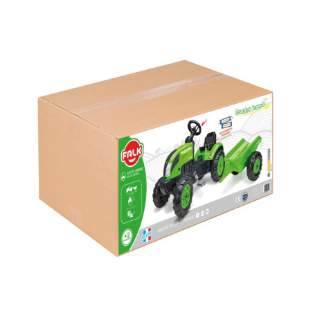 FALK Country Farmer pedalinis traktorius su priekaba Green 2-5 metai FALK Country Farmer pedalinis traktorius su priekaba Green 2-5 metai