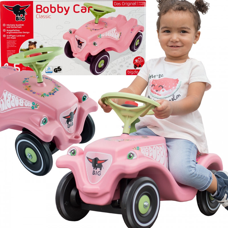 BIG Bobby Car Classic gėlių Ride-on Rožinė
