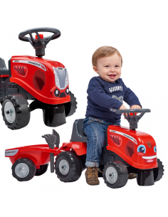 FALK Traktorek Baby Mac Cormick Czerwony z Przyczepką + akc. od 1 roku