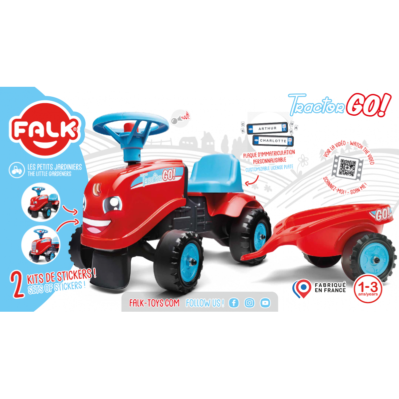 FALK traktorius GO Red su priekaba nuo 1 metų