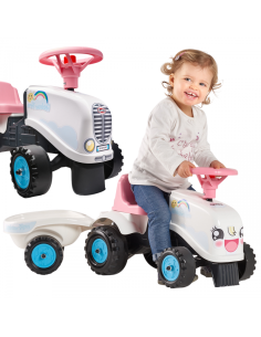 FALK Traktorek Rainbow Biały z Przyczepką od 1 roku