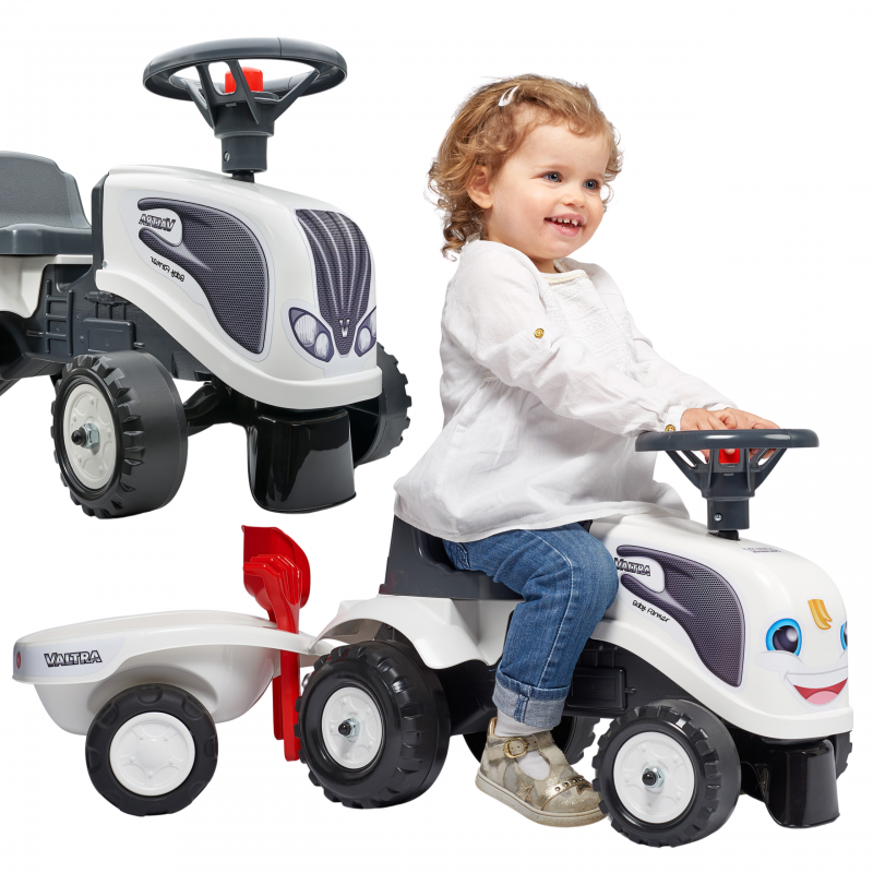 FALK Baby Valtra traktorius baltas su priekaba + akc. nuo 1 metų