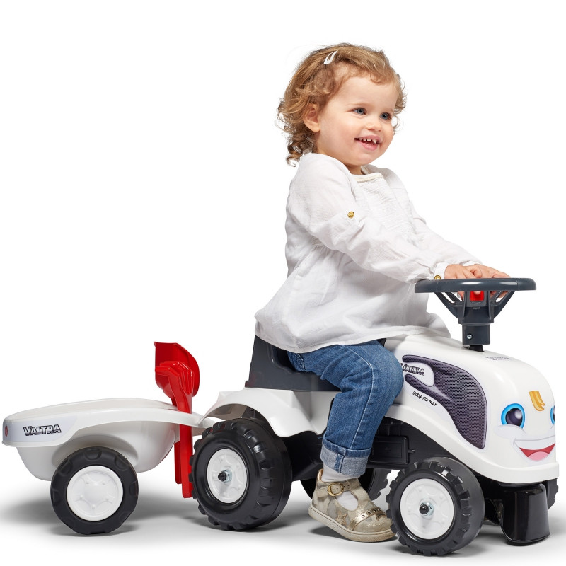 FALK Baby Valtra traktorius baltas su priekaba + akc. nuo 1 metų