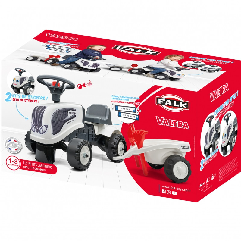 FALK Baby Valtra traktorius baltas su priekaba + akc. nuo 1 metų