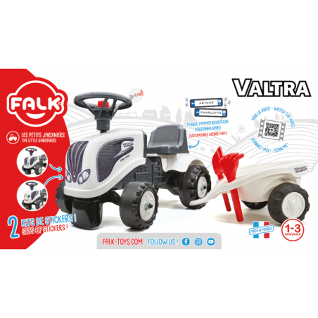 FALK Baby Valtra traktorius baltas su priekaba + akc. nuo 1 metų FALK Baby Valtra traktorius baltas su priekaba + akc. nuo 1 metų