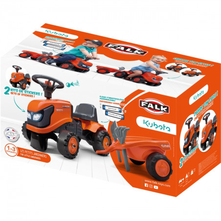 FALK Kubota oranžinis traktorius su priekaba + akc. nuo 1 metų FALK Kubota oranžinis traktorius su priekaba + akc. nuo 1 metų