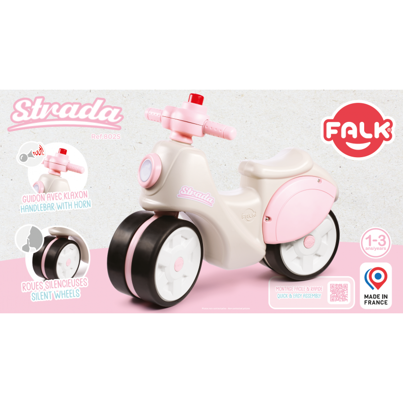 FALK Jeździk Scooter Strada Retro Dla Dziewczynki Ciche Opony od 1 Roku