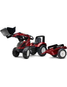 FALK Traktor Valtra Bordowy na Pedały z Przyczepką i Łyżką od 3 Lat