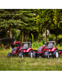 FALK Traktor Valtra Bordowy na Pedały z Przyczepką i Łyżką od 3 Lat 2