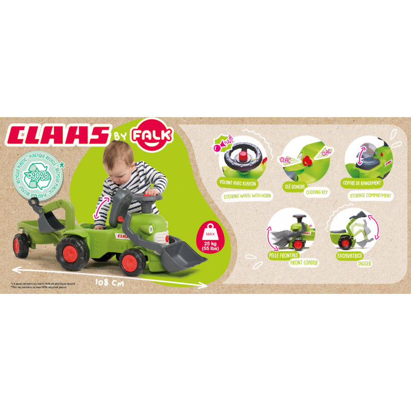 FALK Claas traktorius su priekaba, krautuvu ir kaušu