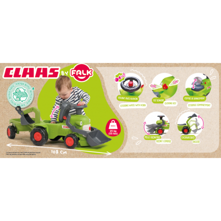 FALK Claas traktorius su priekaba, krautuvu ir kaušu