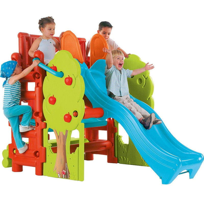 Детская площадка FEBER с горкой и деревянным домиком