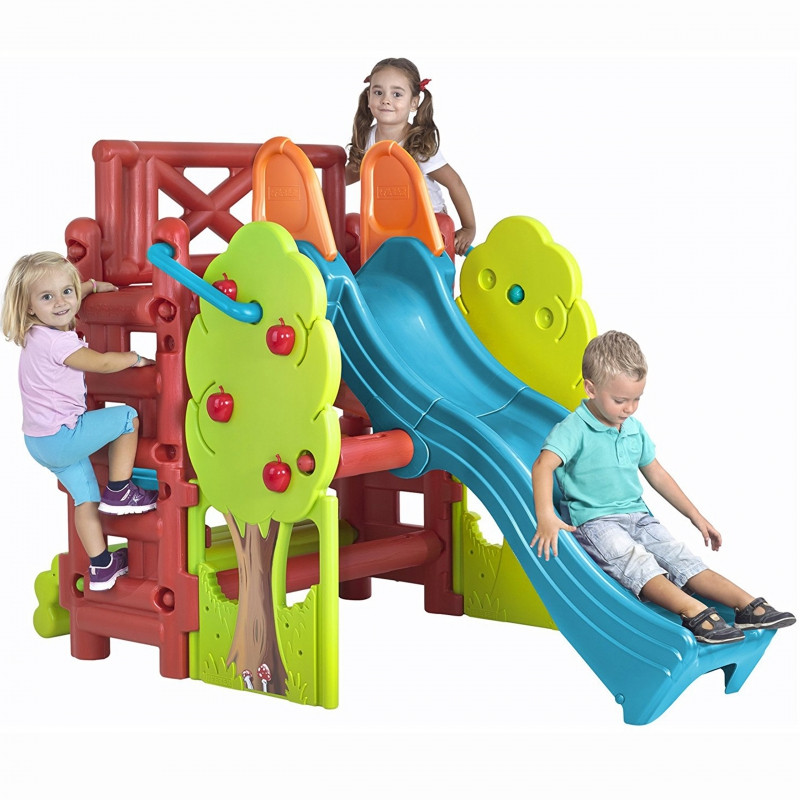 Детская площадка FEBER с горкой и деревянным домиком