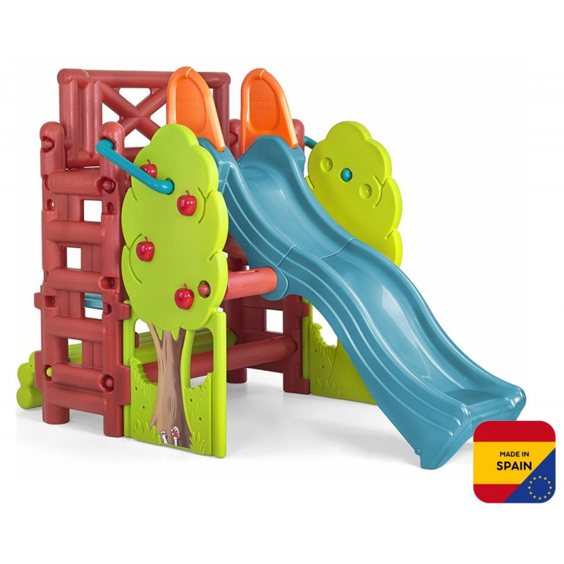 Детская площадка FEBER с горкой и деревянным домиком