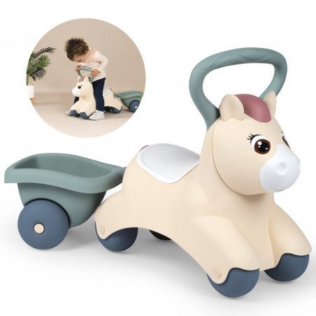 SMOBY Little Pirmasis Ride-On Pony Ride-On Pony su priekaba SMOBY Little Pirmasis Ride-On Pony Ride-On Pony su priekaba