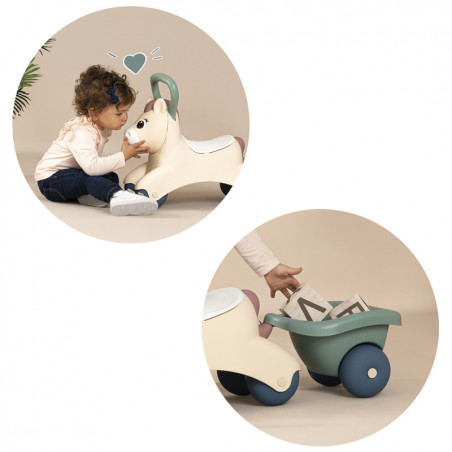 SMOBY Little Pirmasis Ride-On Pony Ride-On Pony su priekaba SMOBY Little Pirmasis Ride-On Pony Ride-On Pony su priekaba