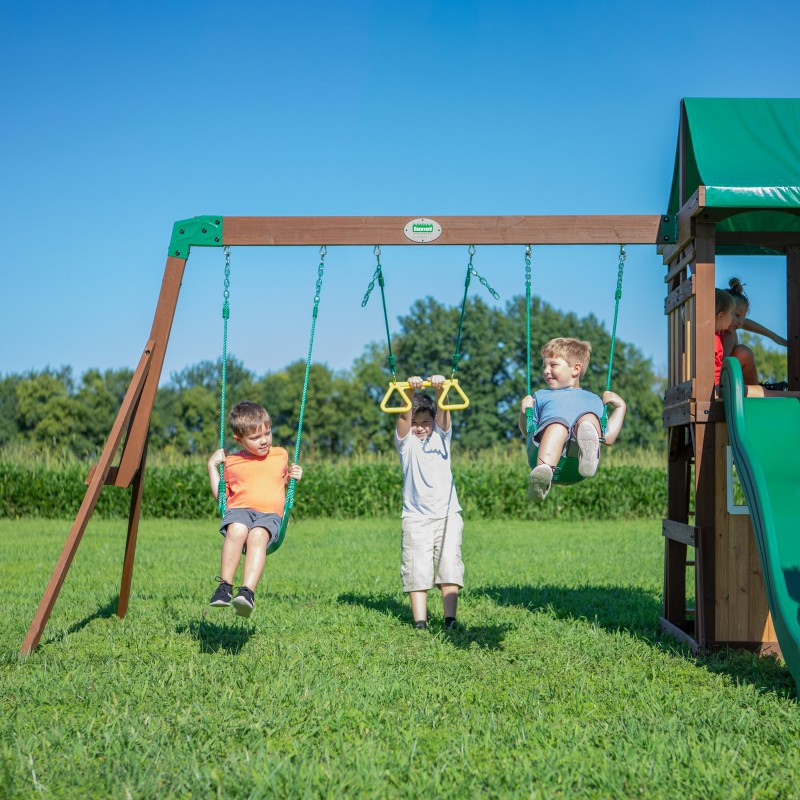 BACKYARD DISCOVERY Medinė žaidimų aikštelė Lakewood Swings Slide Cottage