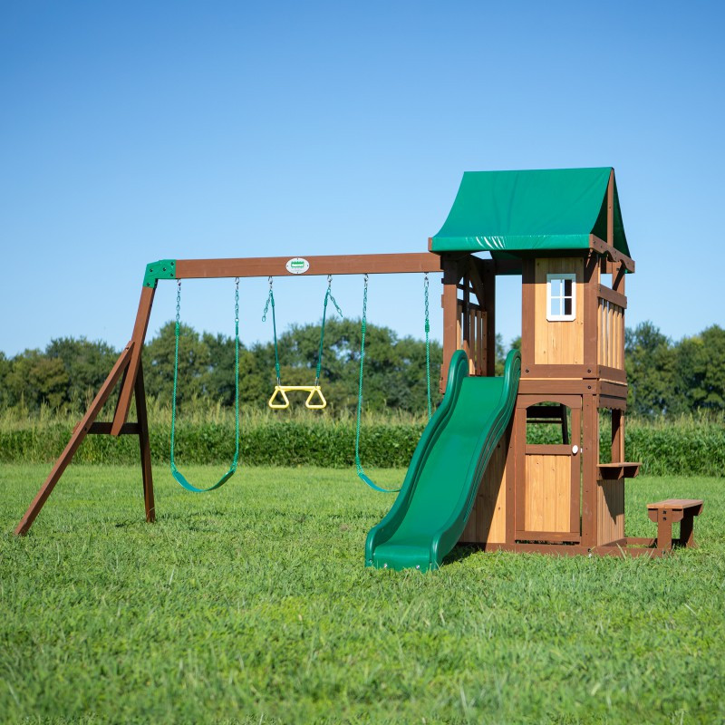 BACKYARD DISCOVERY Medinė žaidimų aikštelė Lakewood Swings Slide Cottage