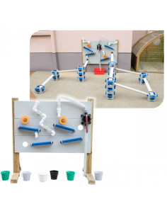 CLASSIC WORLD EDU Drewniany Zestaw do Wodnego Placu Zabaw Stojak + Akcesoria przewodzące wodę i piasek 2