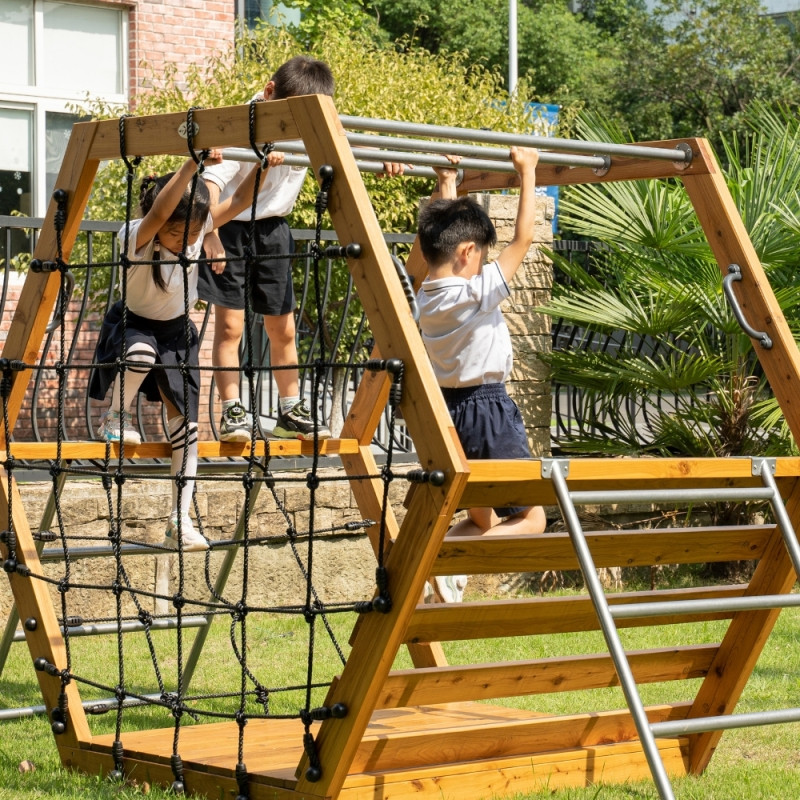 CLASSIC WORLD EDU Medinė žaidimų aikštelė XXL laipiojimo rinkinys šešiakampis
