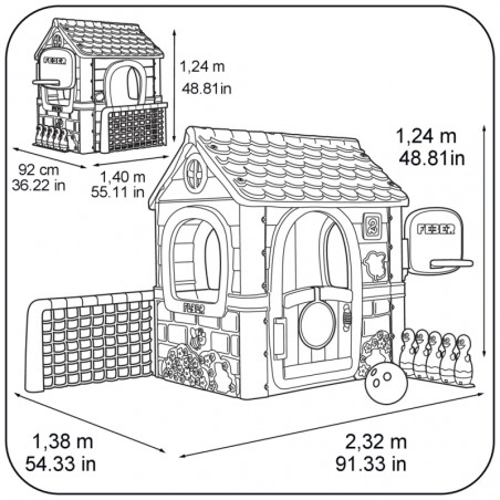 FEBER Activity House daugiafunkcis 6-in-1 kotedžas su pridedamais žaidimais FEBER Activity House daugiafunkcis 6-in-1 kotedžas su pridedamais žaidimais