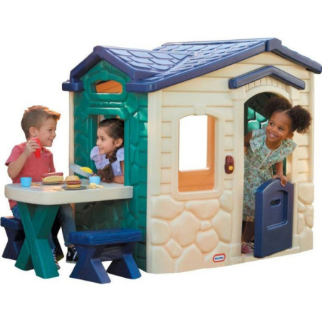 Little Tikes sodo namelis su terasa su stebuklingu varpu tamsiai mėlyna žalia Little Tikes sodo namelis su terasa su stebuklingu varpu tamsiai mėlyna žalia