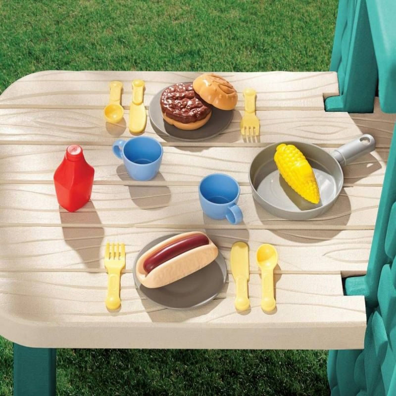 Little Tikes sodo namelis su terasa su stebuklingu varpu tamsiai mėlyna žalia