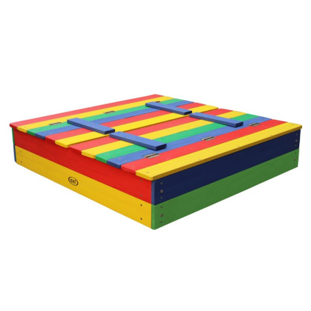 AXI medinė smėlio dėžė Ella Rainbow padengta suolais AXI medinė smėlio dėžė Ella Rainbow padengta suolais