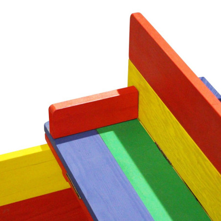 AXI medinė smėlio dėžė Ella Rainbow padengta suolais AXI medinė smėlio dėžė Ella Rainbow padengta suolais