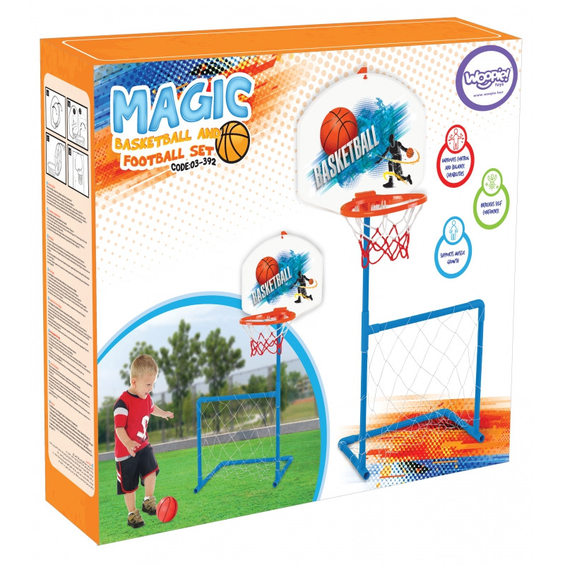 WOOPIE rinkinys 2in1 krepšinio futbolo vartai + kamuolys