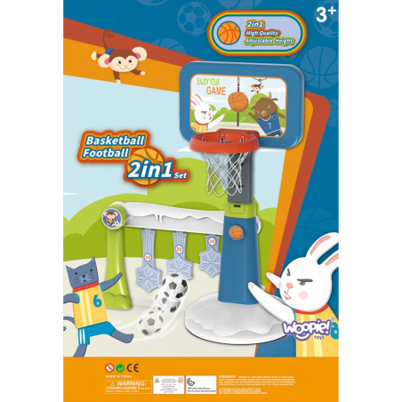 WOOPIE rinkinys 2in1 krepšinio futbolo vartai + kamuolys + pompa WOOPIE rinkinys 2in1 krepšinio futbolo vartai + kamuolys + pompa