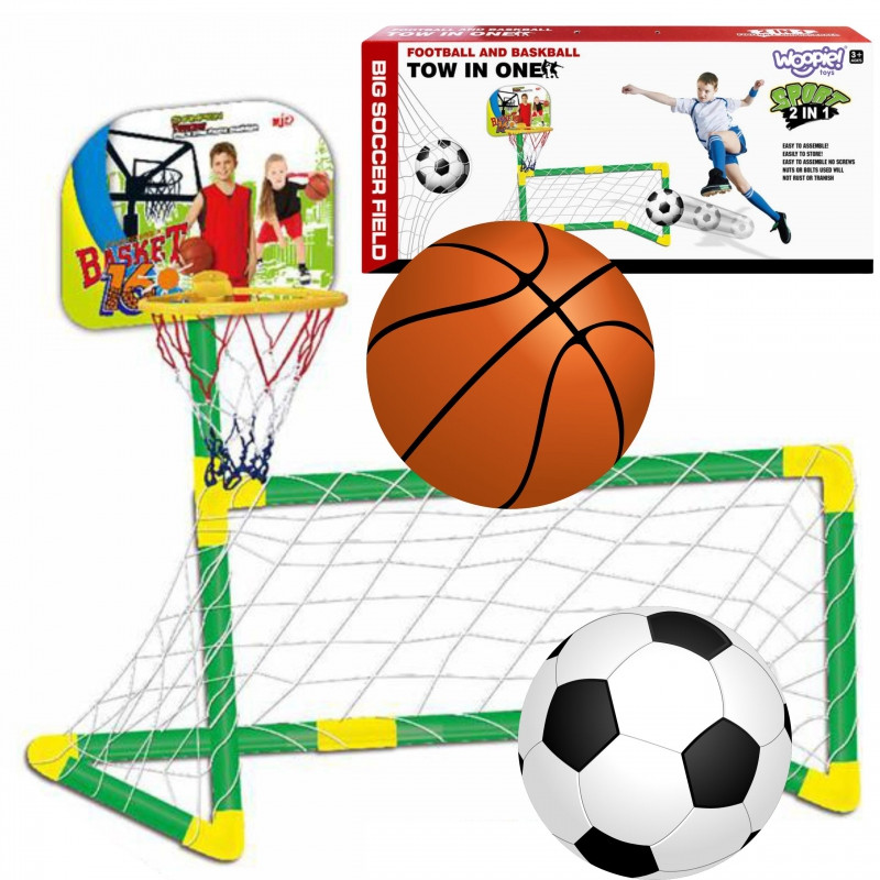 WOOPIE rinkinys 2in1 krepšinio futbolo vartai + kamuoliukai