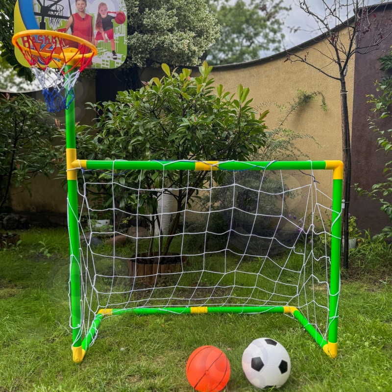 WOOPIE rinkinys 2in1 krepšinio futbolo vartai + kamuoliukai