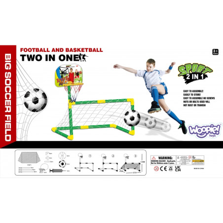 WOOPIE rinkinys 2in1 krepšinio futbolo vartai + kamuoliukai WOOPIE rinkinys 2in1 krepšinio futbolo vartai + kamuoliukai