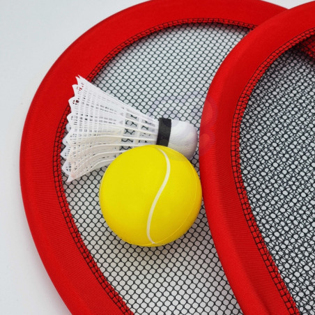 WOOPIE didelės badmintono teniso raketės vaikams + kamuoliuko smiginis WOOPIE didelės badmintono teniso raketės vaikams + kamuoliuko smiginis