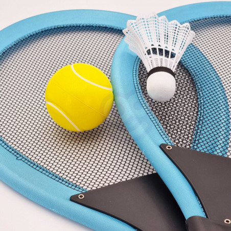 WOOPIE didelės badmintono teniso raketės vaikams + kamuoliuko smiginis WOOPIE didelės badmintono teniso raketės vaikams + kamuoliuko smiginis