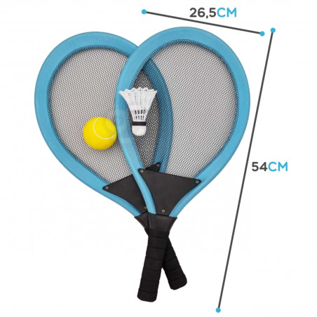 WOOPIE didelės badmintono teniso raketės vaikams + kamuoliuko smiginis WOOPIE didelės badmintono teniso raketės vaikams + kamuoliuko smiginis