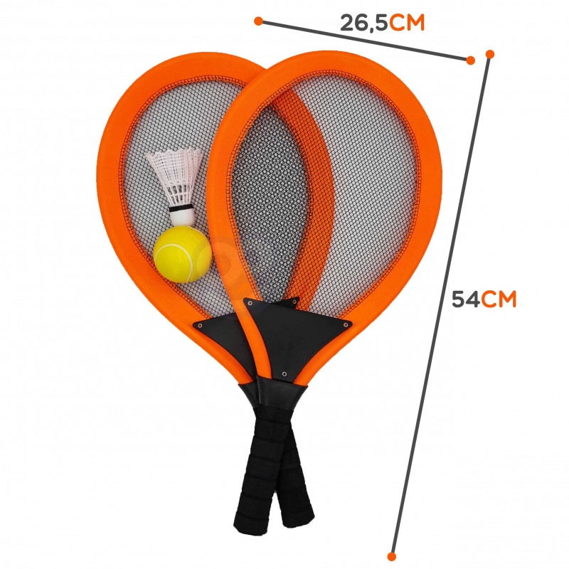 WOOPIE didelės badmintono teniso raketės vaikams + kamuoliuko smiginis