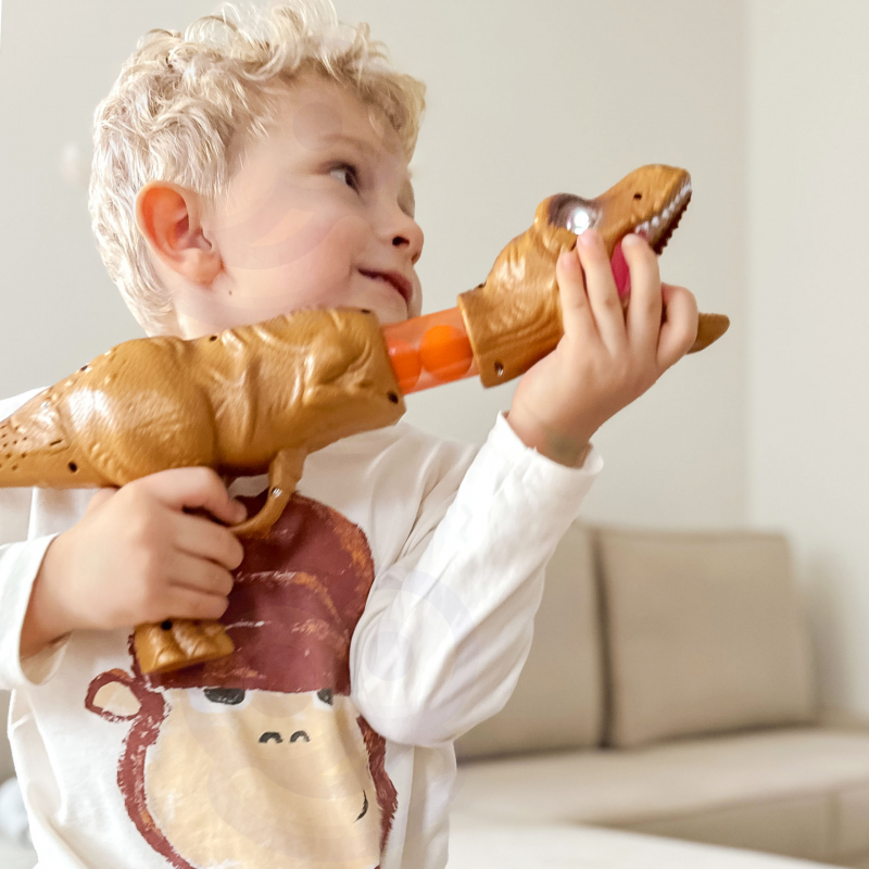 WOOPIE Ball Gun putplasčio kamuoliukai ir smiginis automatinis dinozaurų paleidimo įrenginys 22 vnt.