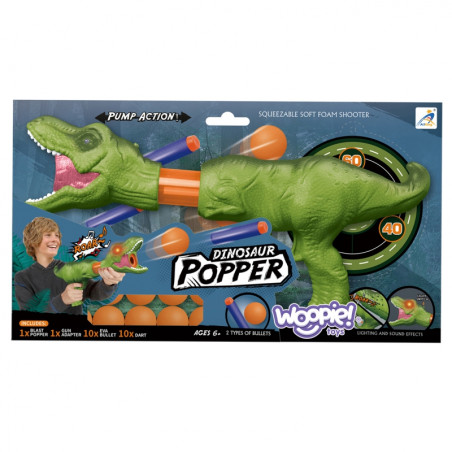 WOOPIE Ball Gun putplasčio kamuoliukai ir smiginis automatinis dinozaurų paleidimo įrenginys 22 vnt. WOOPIE Ball Gun putplasčio kamuoliukai ir smiginis automatinis dinozaurų paleidimo įrenginys 22 vnt.